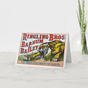 Greeting Card with Vintage Circus Tiger Print