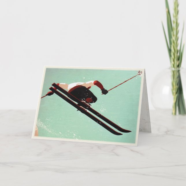 Greeting Card with Vintage Ski Bum Print (Front)
