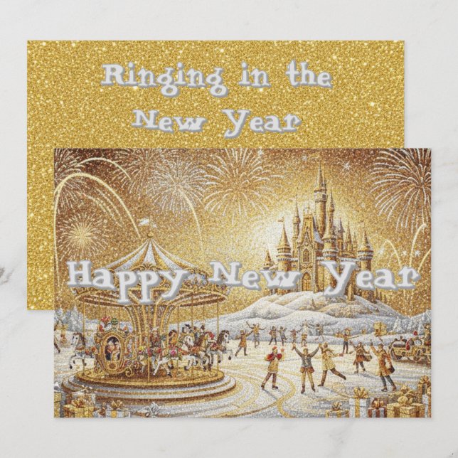 Greeting colour gold  holiday card (Front/Back)