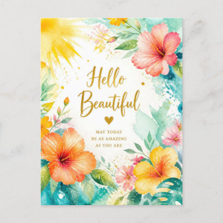 Greeting floral watercolor postcard