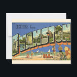 Greeting from Evanston ILL. Postcard<br><div class="desc">Very colourful retro postcard greeting from Evanston,  Illinois repurposed!</div>