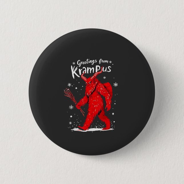 Greeting from Krampus Xmas Christmas  6 Cm Round Badge (Front)