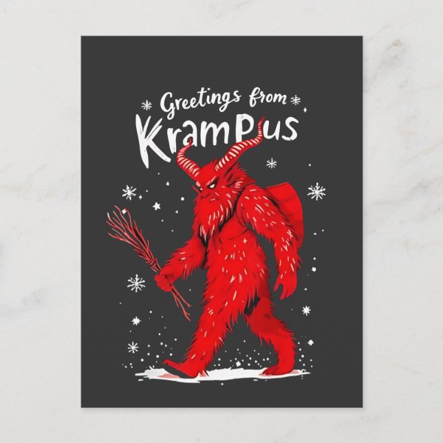 Greeting from Krampus Xmas Christmas  Announcement Postcard (Front)