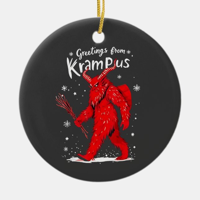 Greeting from Krampus Xmas Christmas  Ceramic Ornament (Front)