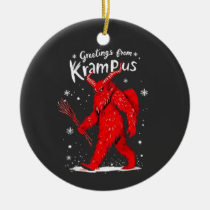 Greeting from Krampus Xmas Christmas  Ceramic Ornament