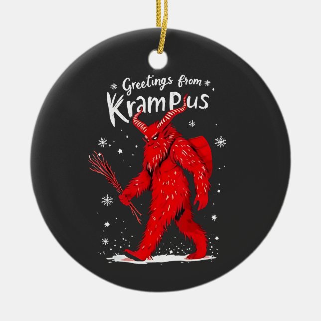 Greeting from Krampus Xmas Christmas  Ceramic Ornament (Front)