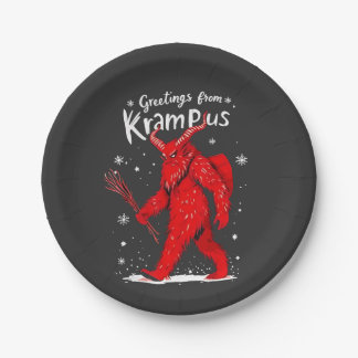 Greeting from Krampus Xmas Christmas Paper Plate