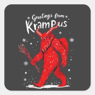 Greeting from Krampus Xmas Christmas Square Sticker