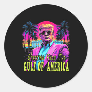 Greeting From The Americas Gulf Retro Vintage Beac Classic Round Sticker