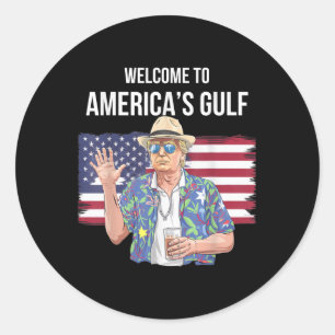 Greeting From The Gulf Beach Of America Patriotic  Classic Round Sticker