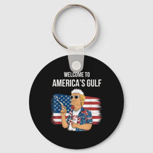 Greeting From The Gulf Beach Of America Patriotic Key Ring