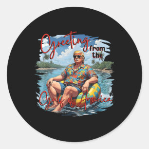 Greeting From The Gulf Of Usa America Trump Patrio Classic Round Sticker