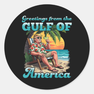 Greeting From The Patriotic Gulf Of Usa America Classic Round Sticker