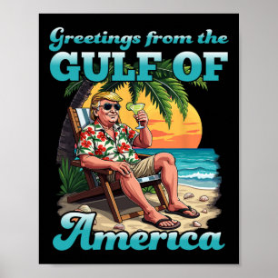 Greeting From The Patriotic Gulf Of Usa America Re Poster