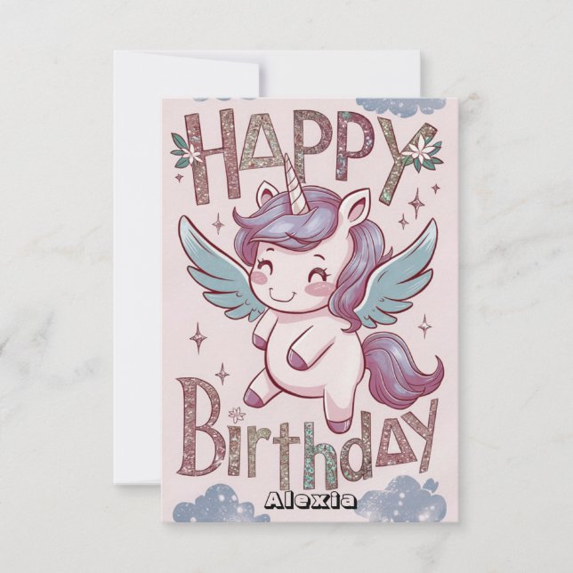 Greeting Magic Unicorn Birthday Card (Front)
