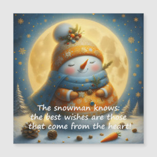 Greeting magnet with a cute snowman