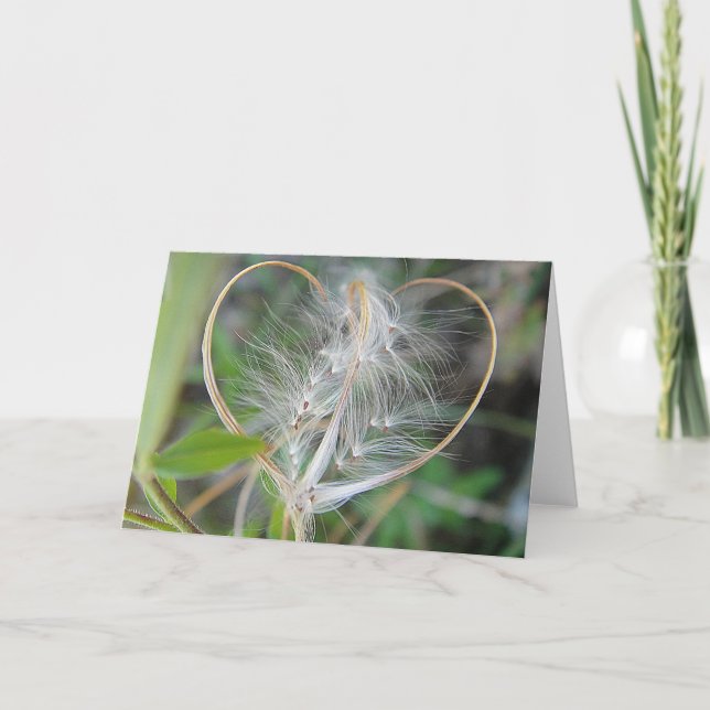 Greeting map lightbeige plant heart, in blank card (Front)