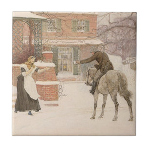 Greeting the Postman by Robert Walker Macbeth Ceramic Tile