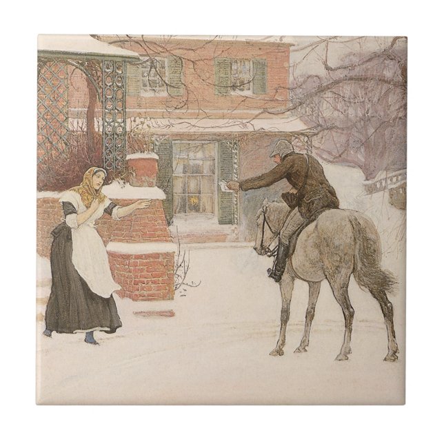 Greeting the Postman by Robert Walker Macbeth Ceramic Tile (Front)