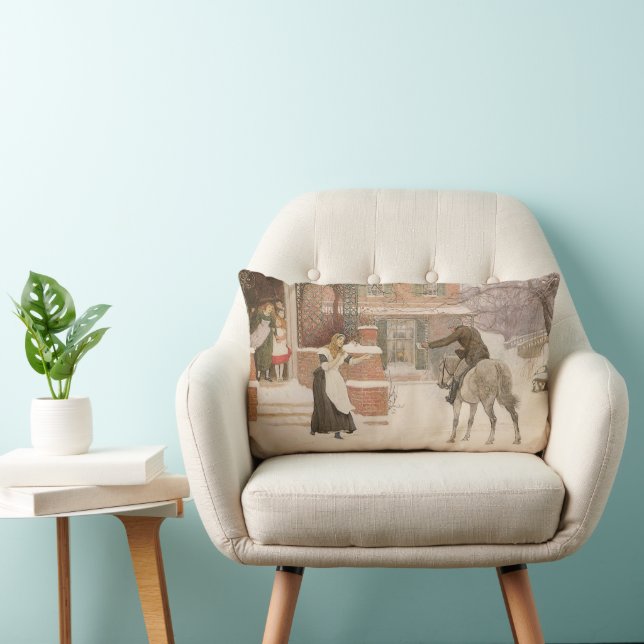 Greeting the Postman by Robert Walker Macbeth Lumbar Cushion (Chair)