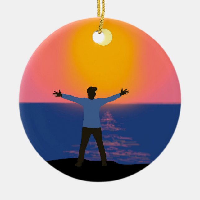 Greeting to the Sun  Ceramic Ornament (Front)