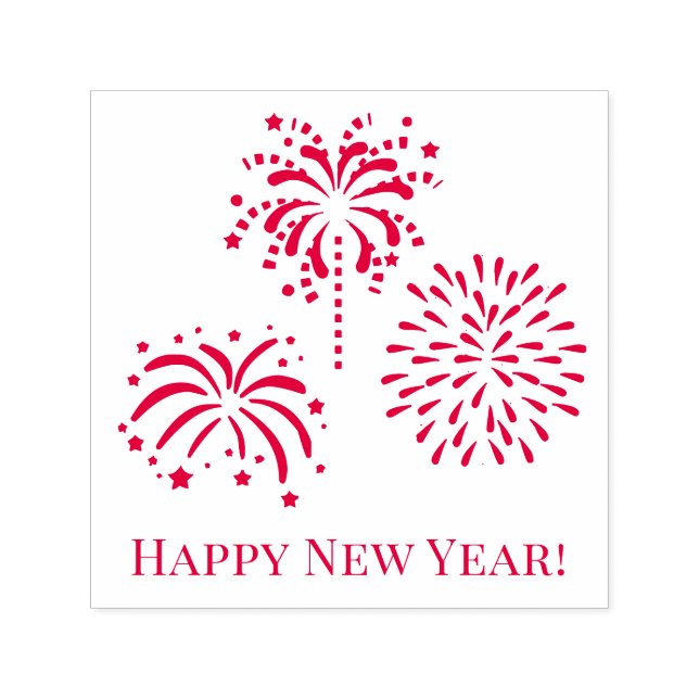 Greeting with Fireworks #2 Happy New Year Self-inking Stamp (Design)