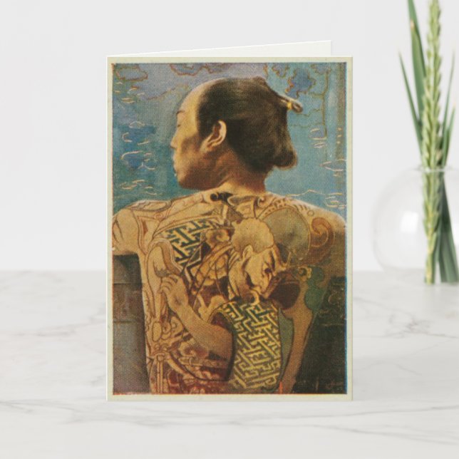 Greetingcard With Tattooed Man From 1920's Japan Card (Front)