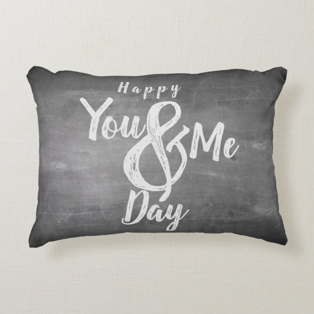 Greetings anniversary in chalkboard look decorative cushion (Front)