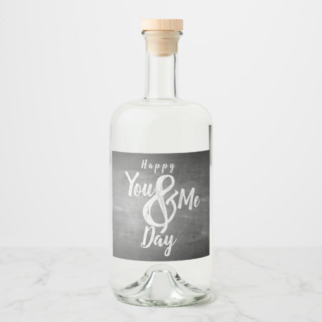 Greetings anniversary in chalkboard look liquor bottle label (Front)