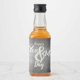 Greetings anniversary in chalkboard look liquor bottle label