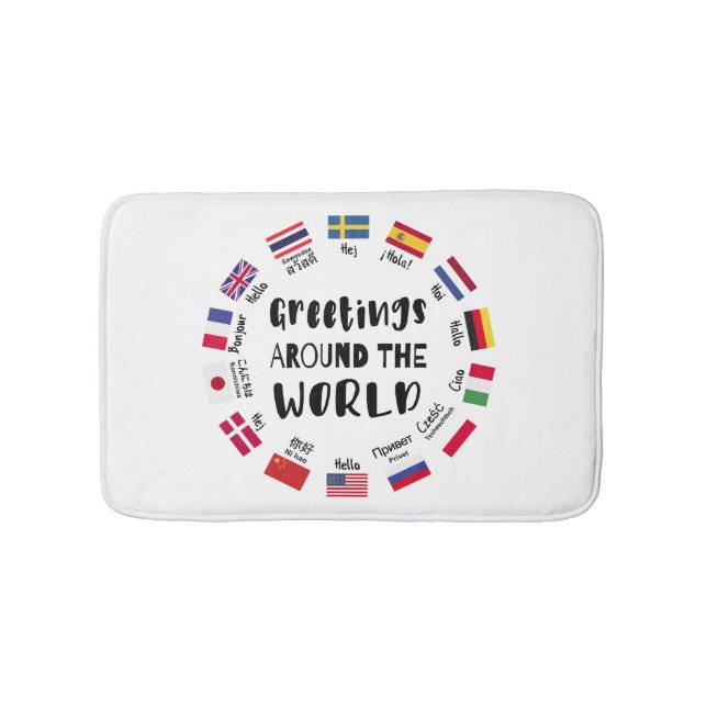 Greetings around the world, Hello in all languages Bath Mat (Front)