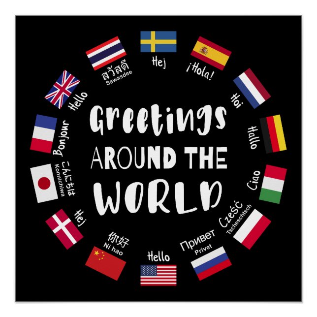 Greetings around the world, Hello in all languages Poster (Front)