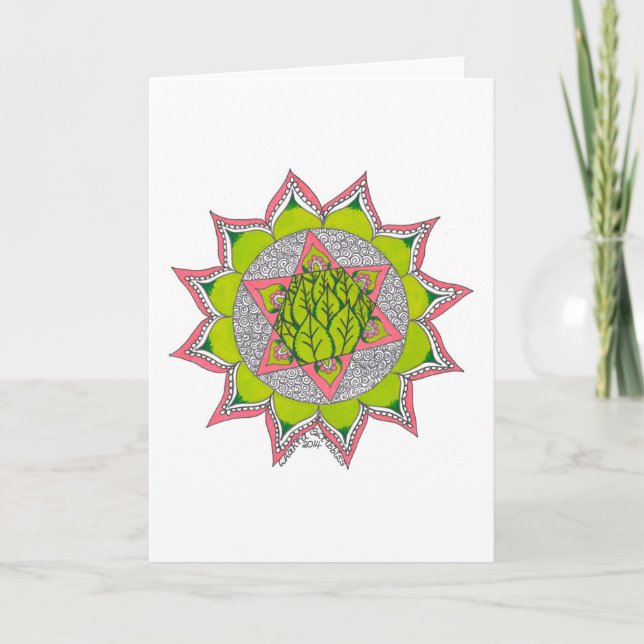 greetings card featuring the heart chakra (Front)