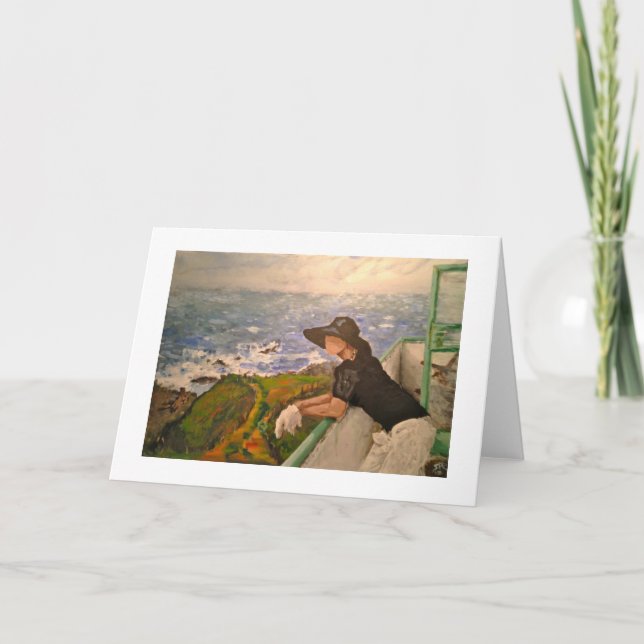 Greetings Card - "On A Balcony" - Burgh Island (Front)