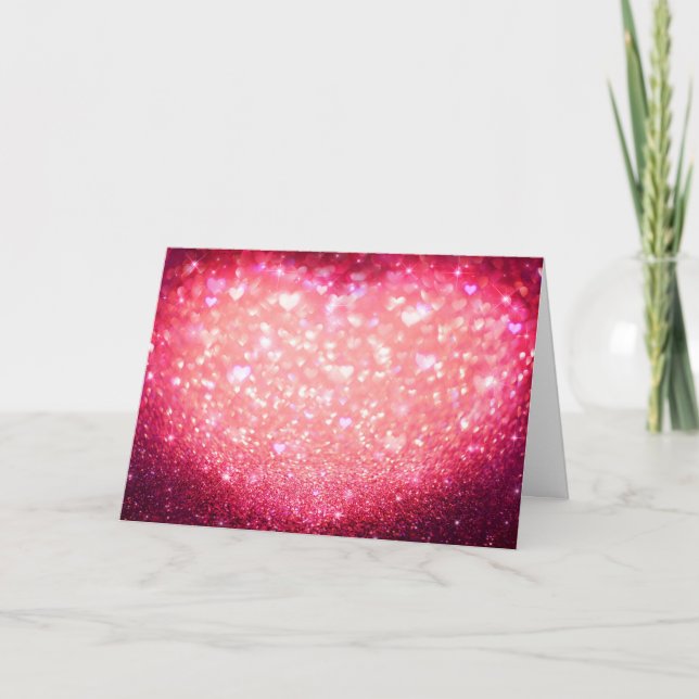 Greetings Card - Pink Hearts Sparkle (Front)