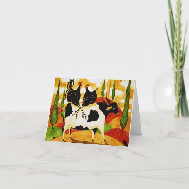 Greetings card - Whimsical Tuscan Farm Animals (Front)