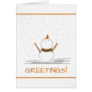 GREETINGS Falling Snow And Snowman Card