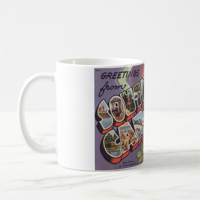 Greetings fm South Carolina retro large letter mug (Left)
