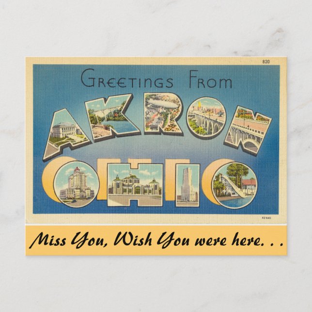 Greetings from Akron Postcard (Front)