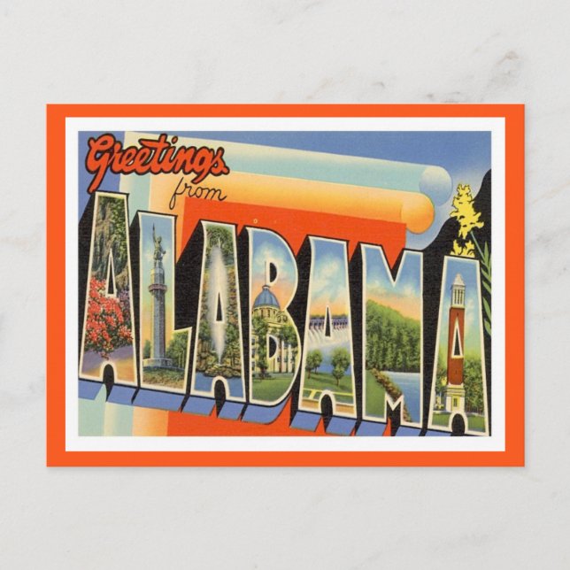 Greetings From Alabama Vintage Postcard (Front)
