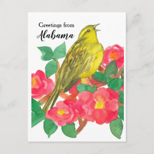 Greetings from Alabama Yellowhammer Camellia Postcard