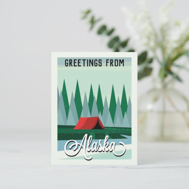 Greetings From Alaska USA Wilderness Postcard (Standing Front)