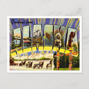 Greetings from Alaska Vintage Travel Postcard