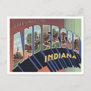 Greetings from Anderson, Indiana Vintage Travel Postcard