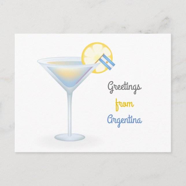 Greetings From Argentina Cocktail Holiday Card (Front)