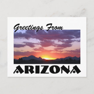 Greetings From Arizona! Desert Mountain Sunset Postcard