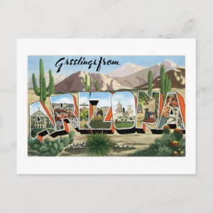 Greetings from Arizona! Retro Catcus Desert Postcard