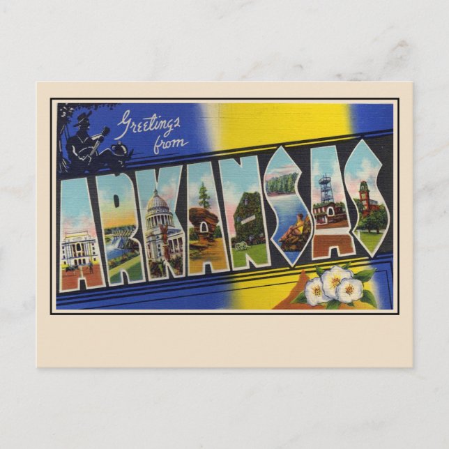 Greetings from Arkansas Large Letter Postcard (Front)