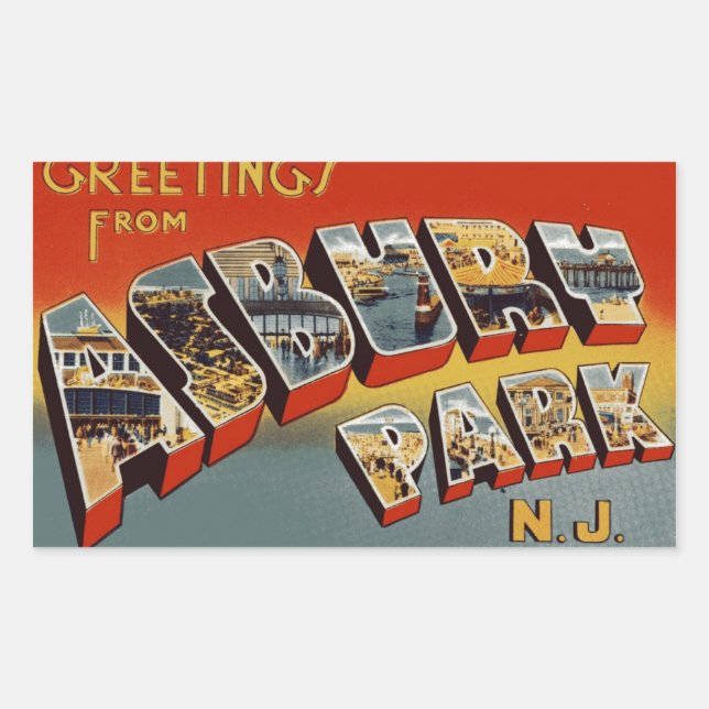 Greetings from Asbury Park NJ Rectangular Sticker (Front)
