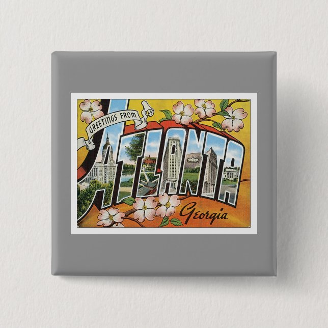Greetings From Atlanta 15 Cm Square Badge (Front)